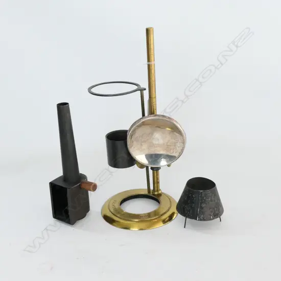 A 19thC J H STEWARD BRASS MICROSCOPE BENCH LAMP (INCOMPLETE, NO BURNER)